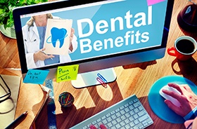 Using computer to research dental benefits for braces