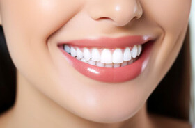 close-uo of woman smile with perfect teeth
