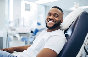 Happy, relaxed male dental patient