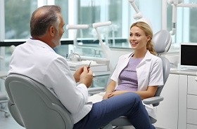 Dentist and patient engaged in conversation