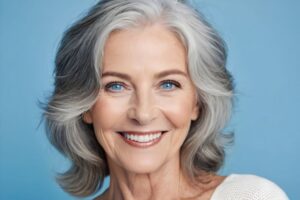 Smiling older woman with perfect teeth